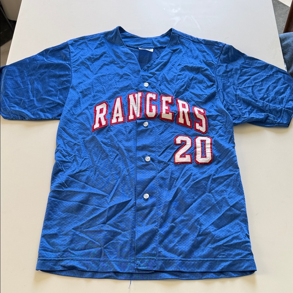 Vintage Rangers Men’s Mesh Blue Baseball Jersey